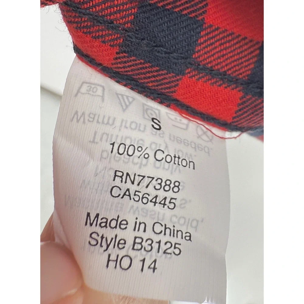 NWT‎ J.Crew Men's Red & Blue Plaid Long Sleeve Button-Up Pajama Shirt Sz Sm